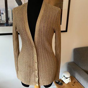 MICHAEL Michael Kors Gold Metallic Cardigan size XS, fit more like a med…